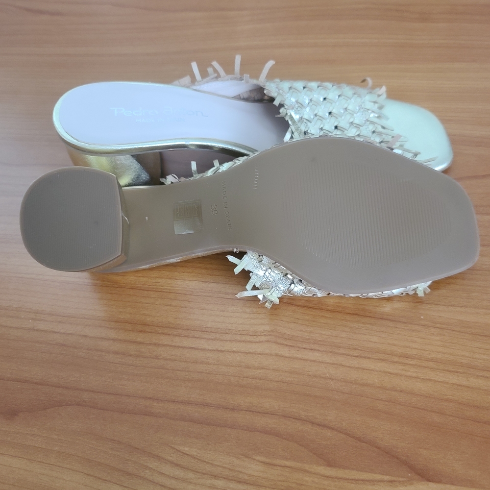 Pedro Anton Sandal Slides Women’s US‎ 8.5/Eur 39 Gold Fringe Shoes Made In Spain - Picture 9 of 10